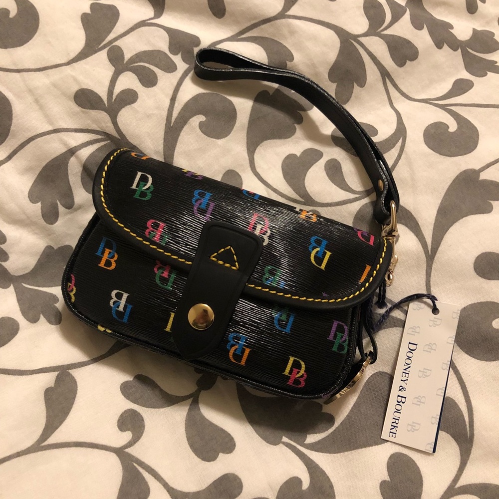 Authentic Dooney & Bourke Flap Wristlet black
